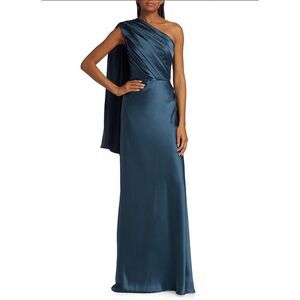 Amsale Women’s Satin Draped One-Shoulder Gown Size 12